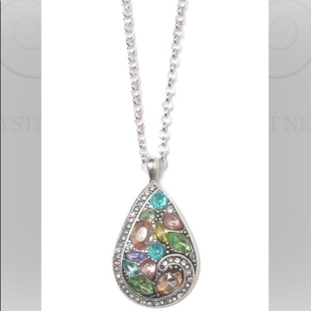 Crystal “Teardrop” Pendant Necklace